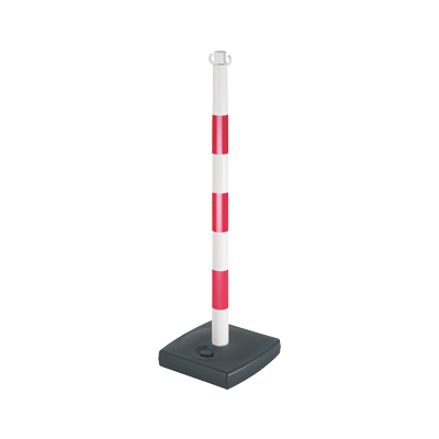 Poteau PVC Rouge/Blanc sur socle à lester 4kg - Ø 50 mm Hauteur 0,90 m - NOVAP - 2001083 - Maxoutil
