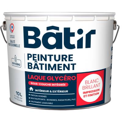 Laque brillante multisupports blanc - pot de 10 l - Gedimat - BATIR