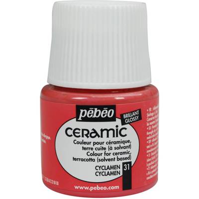 Flacon 45 ml peinture CERAMIC faïence et multi support Cyclamen - PÉBÉO