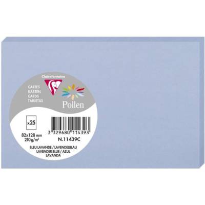 Paquet de 25 Cartes Simples 210g 82x128 bleu lavande - CLAIREFONTAINE