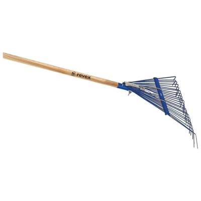 Balai à gazon raidisseur fil plat 24 dents manche en bois - Gedimat - REVEX