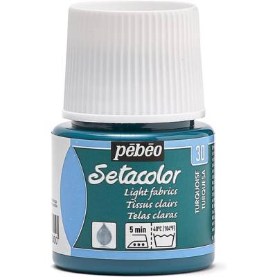 Flacon 45 ml Peinture Setacolor pour tissus clairs TURQUOISE - PÉBÉO
