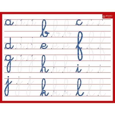 Ardoise rigide effaçable à sec "Minuscules Cursives" 21 x 26,5 cm
