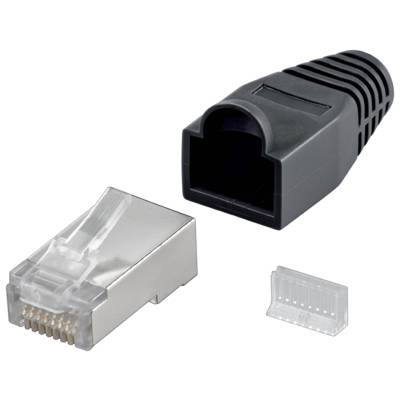 Fiche modulaire RJ45 Blindée et protégée pour Câble Rond, Noir
