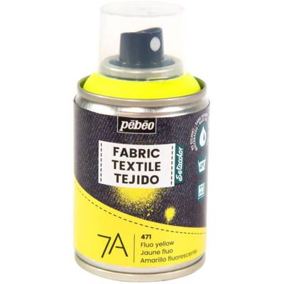 Peinture en Spray 7A - 100ml Spécial Textiles Naturels et Synthétiques JAUNE FLUO