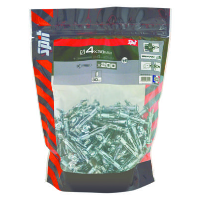 Cheville métallique D8x38mm avec vis D4x47mm - boîte de 200 pièces - Gedimat - SPIT