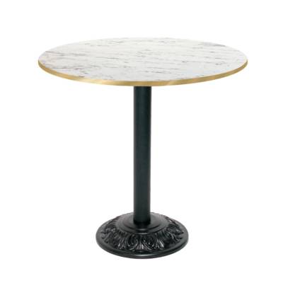 Table pied noir Ø70cm calacatta chants laiton - intérieur - RestooTab