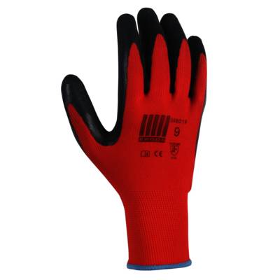 Gant tricoté polyester tous travaux rouge latex noir - Gedimat