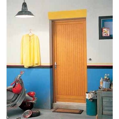 Porte de service METZ en bois exotique rouge traitement IFH teinté clair droit poussant - Gedimat - SARGAM