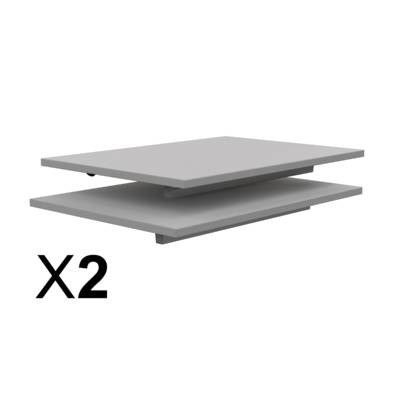 Lot de 2 plateaux TAGE/GANGE ép.19 mm mélaminé chant ABS gris - 70x50 cm - Gris perle - MOBIDECOR