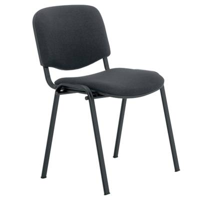 Chaise LEO SOFT assise et dossier tissu piètement époxy - T6 - Gris/Noir RAL 9005 - Mobidecor