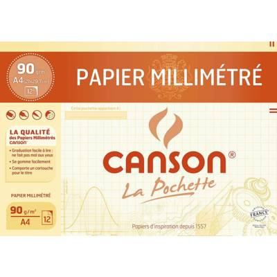 Pochette de 12 feuilles de papier millimétré Bistre A4 90 g