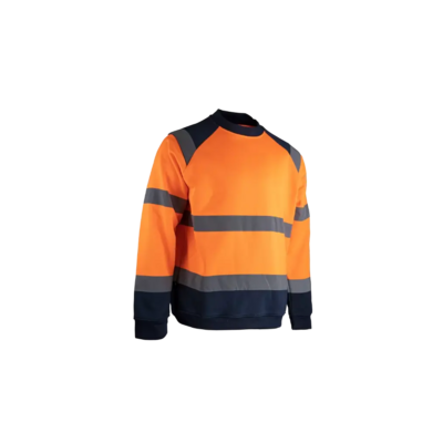 Sweat haute visibilité à col rond orange fluo/Marine T.L - LMA - 8083