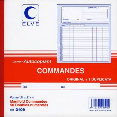Manifold Autocopiant Commandes 210X210 50 Feuilles Dupli - ELVE