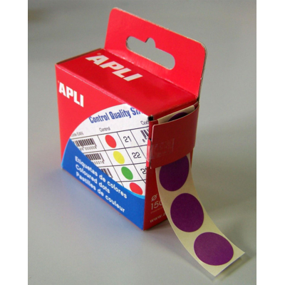 Bte Distributrice 150 étiquettes Gommettes de signalisation Rondes 15 mm Violet
