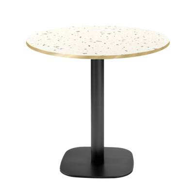 Table pied noir Ø70cm terrazzo cassata chant laiton - intérieur - RestooTab