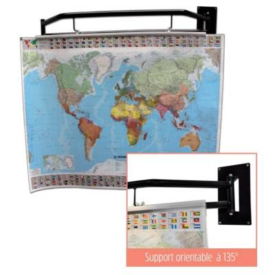 Support de cartes mural pivotant en acier noir