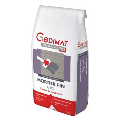 Mortier fin maçonnerie - sac de 5kg - gris - Gedimat - GEDIMAT PERFORMANCE PRO