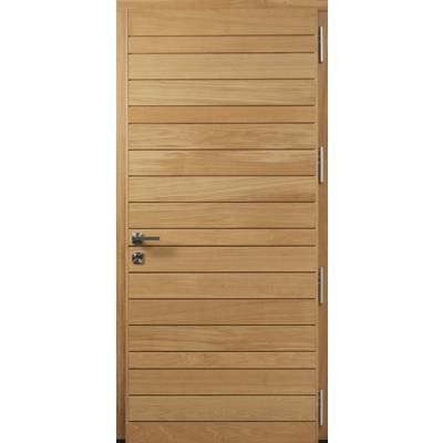 Porte d'entrée bois CONSTANCE gris lunaire/chêne dormant 80 mm - 215 x 90 cm - Gedimat - BEL M