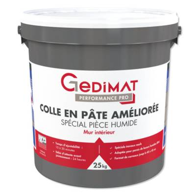 Colle pâte spécial pièce humide D2 - seau de 25kg - Gedimat