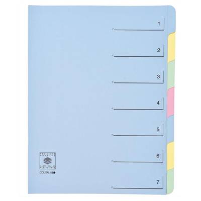 Trieur 7 onglets en dossier Dos extensible Rubriques imprimées Bleu