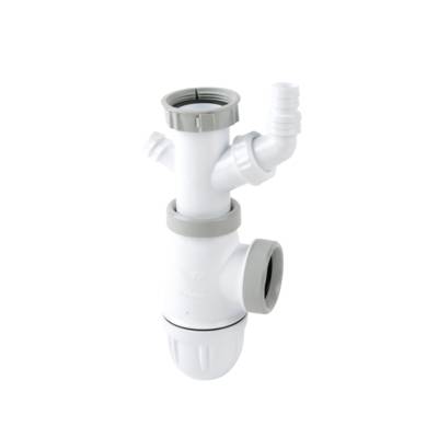 Siphon CONNECTIC bi-matière avec joints intégrés et prise machine à laver ou trop plein, pour tout type d'évier - Gedimat - VALENTIN