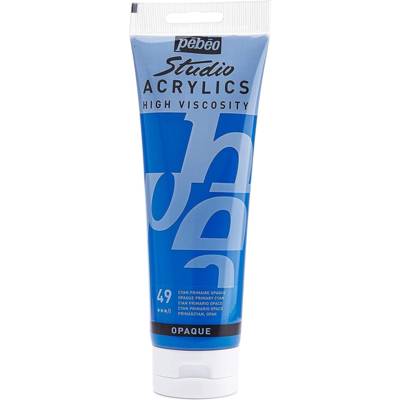 Tube 250ml Peinture Acrylique Studio Haute Viscosité Cyan Primaire - PÉBÉO