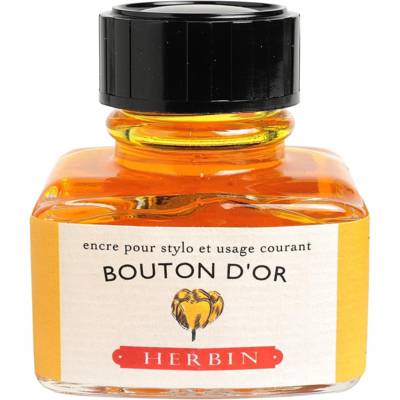 Encre traditionnelle à stylo en flacon "D" 30ml Jaune bouton d'or - HERBIN