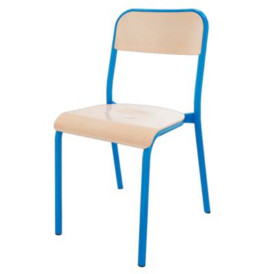 Chaise TRÉVISE 4 pieds assise et dossier bois Blueprotech® piètement époxy - T6 - Bleu RAL 5015 - Mobidecor