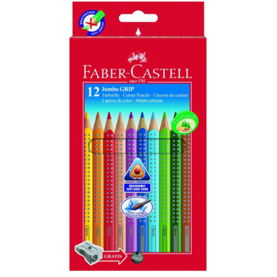 Crayons de couleur JUMBO GRIP, étui en carton de 12