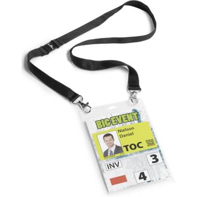 Lot de 10 Badges évènementiel Format A6 avec ruban en tissu noir
