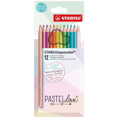 Crayon de couleur aquacolor PASTELlove, étui de 12