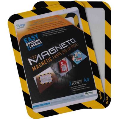 Pochettes-cadre MAGNETO SAFETY A4 Fixation magnétique Jaune/Noir Lot de 2 - TARIFOLD