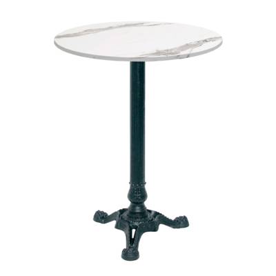 Mange-debout pied noir Ø60cm marbre blanc - intérieur - RestooTab