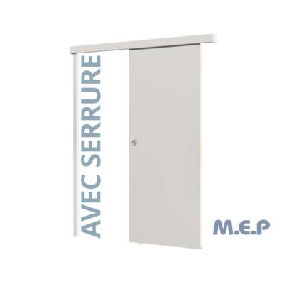 Porte Coulissante avec Rail + Serrure JURA - Prépeint Blanc 83 cm - Gedimat - MEP