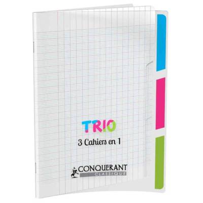 Cahier trio polypro 17x22cm 90g 96p grands carreaux incolorre