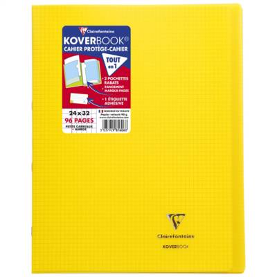 Koverbook cahier piqué 24x32cm 96 pages petits carreaux Jaune