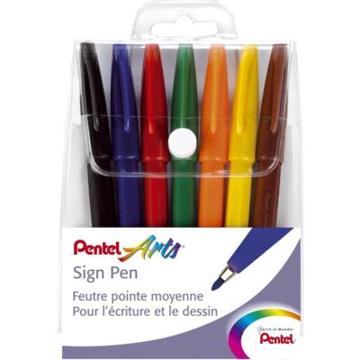 Pochette de 7 stylos feutre Sign Pen, pointe nylon 2mm
