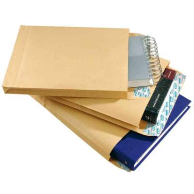 Boite de 50 sacs à soufflets kraft armé brun 26 280x375 130g bande de protection - GPV