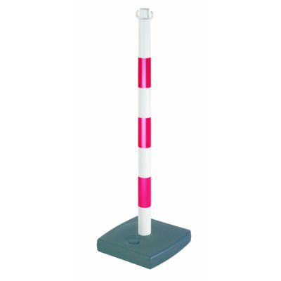 Poteau PVC rouge/blanc sur socle à lester 4kg - Gedimat