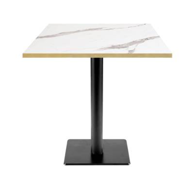 Table pied noir 70x70cm marbre blanc chant laiton - intérieur - RestooTab