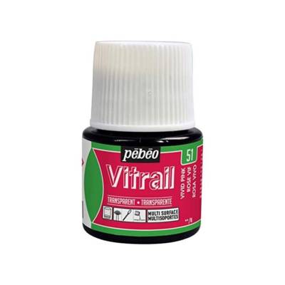 Flacon 45ml peinture VITRAIL transparent ROSE VIF - PÉBÉO