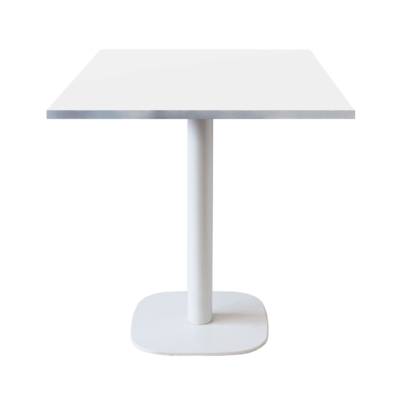Table pied blanc 70x70cm blanc chants inox - intérieur - RestooTab