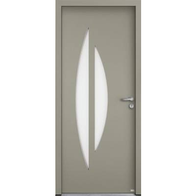 Porte d'entrée alu SELENE gris satiné dormant 57 mm - 215 x 90 cm - Gedimat - BELM