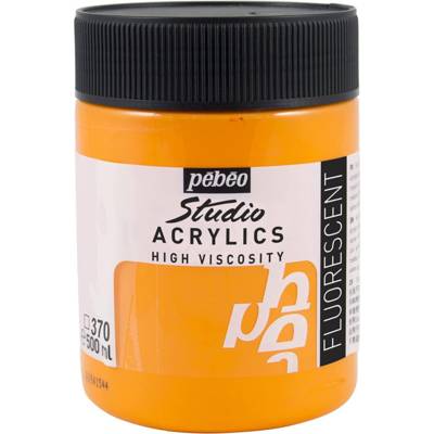Pot 500ml Peinture Acrylique Studion Haute Viscosité FLUO ORANGE - PÉBÉO