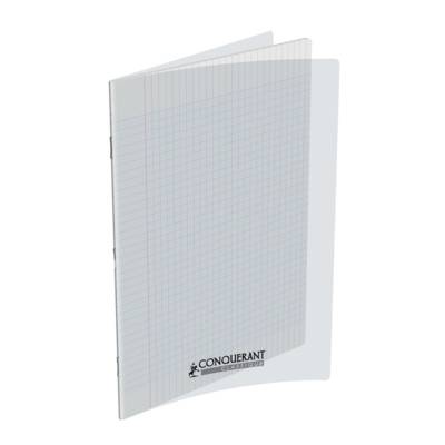 Cahier conquérant polypro agrafé 24x32 cm 140P 90G grands carreaux incolore