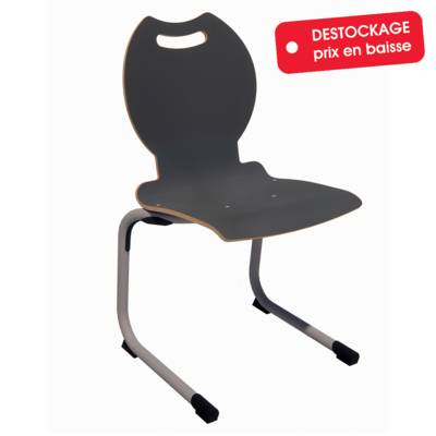 Chaise ALUMIT AST coque Bandana stratifié chant brut piètement époxy - T6 - ardoise/gris alu RAL 9006 - Mobidecor