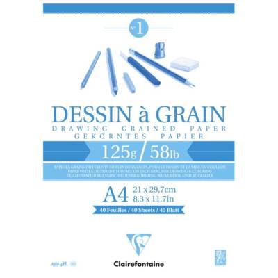 Bloc 40 Feuilles Dessin à Grain 125g A4 Blanc