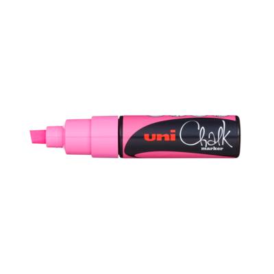 Marqueur craie Pointe biseautée large CHALK Marker PWE8K 8mm Rose Fluo - UNI-BALL