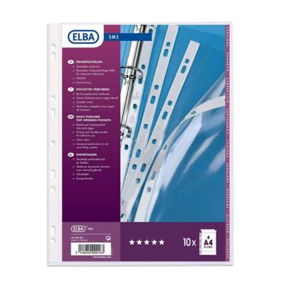 Sachet de 10 Pochettes perforées SM3 A4 PVC 0,10 mm Lisse